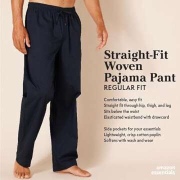Amazon Essentials Men's Straight-Fit Woven Pajama Pant, Navy Large Plaid, Large