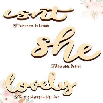 Huray Rayho Isn’t She Lovely Wood Sign Boho Girls Bedroom Kids Room Wooden Wall Art Shelf Decor Decoration for Hanging & Display