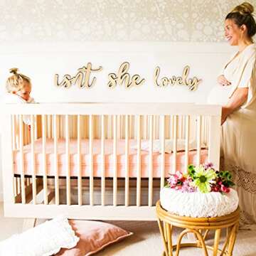 Huray Rayho Isn’t She Lovely Wood Sign Boho Girls Bedroom Kids Room Wooden Wall Art Shelf Decor Decoration for Hanging & Display