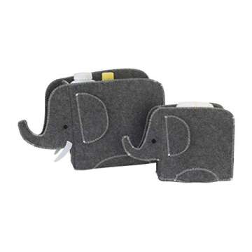 NoJo Little Love Grey Felt Elephant Shaped Nursery Storage Caddies for Stylish Organization