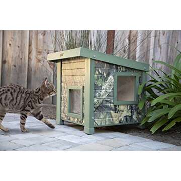 New Age Pet ECOFLEX Outdoor Cat House, Mossy Oak - Eco-Friendly Cat Shelter