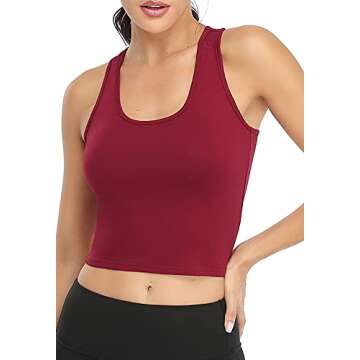 Porvike Sports Crop Tank Tops for Women Cropped Athletic Yoga Tops Racerback Running Tanks Cotton Wo...