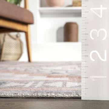 nuLOOM 4' x 6' SpinClean Machine Washable Stain-Resistant Area Rug with Non Slip Backing, Low Profile for Living Room, Bedroom, and Dining Room, Leighton Beige