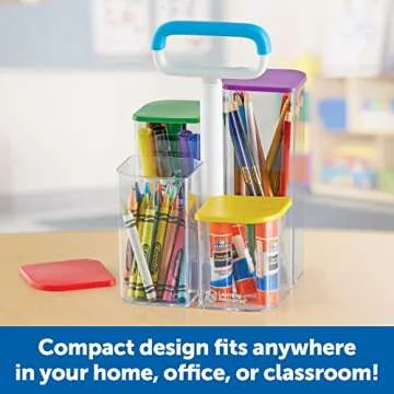 Create-a-Space See-Thru Storage Caddy, Classroom Organization, School Supplies Organizer, Desk Organization, Pen Holder, 9 Pieces