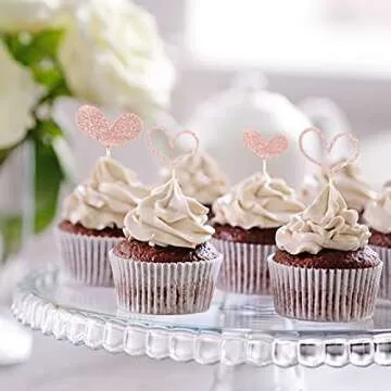 Stunning Glitter Heart Cupcake Toppers for Any Celebration