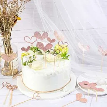 Stunning Glitter Heart Cupcake Toppers for Any Celebration