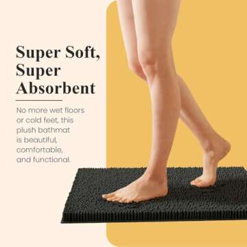 MAYSHINE Plush Shaggy Chenille Bath Mat | Extra Soft, Super Absorbent, Non-Slip Bathroom Rug | Fluff...