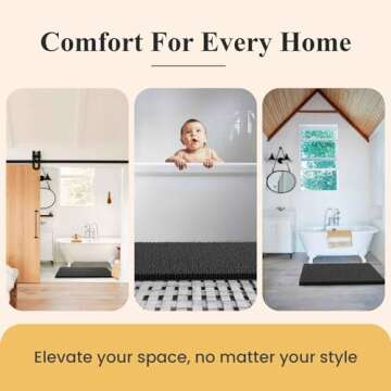 MAYSHINE Plush Shaggy Chenille Bath Mat | Extra Soft, Super Absorbent, Non-Slip Bathroom Rug | Fluffy Microfiber, Area Rug Sets for Bathroom Floor, Kitchen, Living Room | 24"x17" | Charcoal Gray