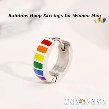 Nanafast Rainbow Hoop Earrings for LGBTQ+ Pride Celebration