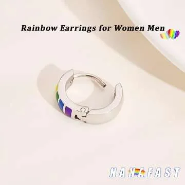 Nanafast Rainbow Hoop Earrings for LGBTQ+ Pride Celebration