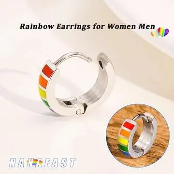 Nanafast Rainbow Hoop Earrings for LGBTQ+ Pride Celebration