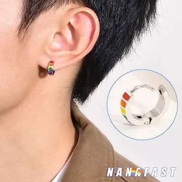 Nanafast Rainbow Hoop Earrings for LGBTQ+ Pride Celebration