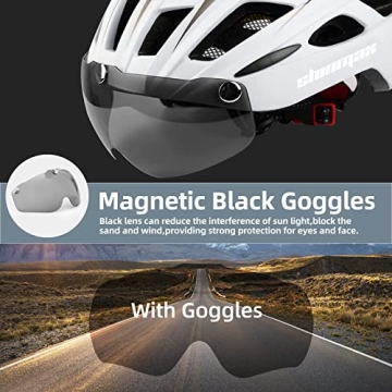 Shinmax SM-T69 Bike Helmet with Magnetic Goggles LED Light