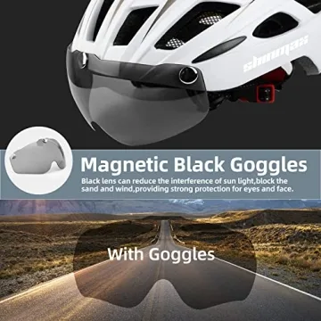 Shinmax SM-T69 Bike Helmet with Magnetic Goggles LED Light