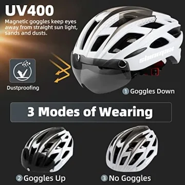 Shinmax SM-T69 Bike Helmet with Magnetic Goggles LED Light