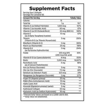 FrenchGlory Hair, Skin & Nails Extra Strength Biotin Softgels