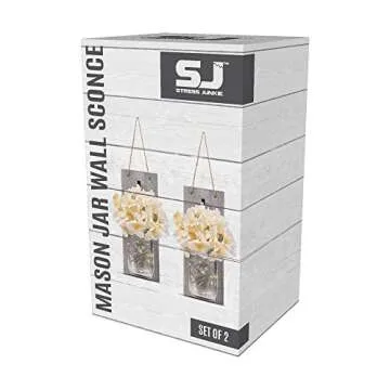 Hanging Mason Jar Wall Decor with LED Fairy Lights