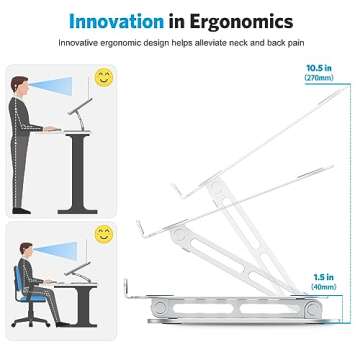 Ergonomic OMOTON Adjustable Laptop Stand with Cooling Function