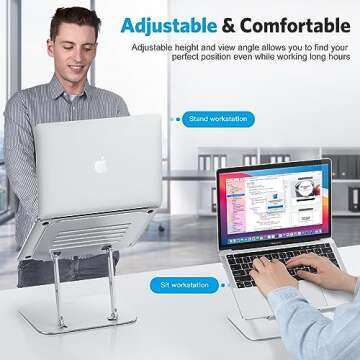 Ergonomic OMOTON Adjustable Laptop Stand with Cooling Function
