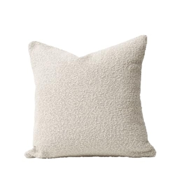 DOMVITUS Luxury Decorative Throw Pillow Cover 18 x 18 Inch Textured Boucle Square Sofa Couch Pillow for Living Room Woven Accent Cushion Case, 1PC, Buttery Cream