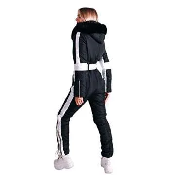 Yousify Womens Winter Onesie Ski Jumpsuits Outdoor Sports Waterproof Snowsuit Removable Fur Collar Coat Jumpsuit