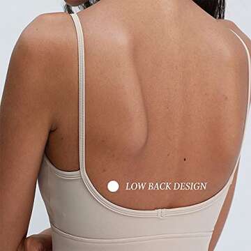 Women's Sexy Low Back Bras Medium Support Padded Yoga Fitness Crop Tops Longline Sports Bra Apricot