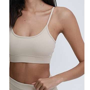 Women's Sexy Low Back Bras Medium Support Padded Yoga Fitness Crop Tops Longline Sports Bra Apricot
