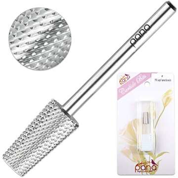 Premium Pana 3/32" Tapered Barrel Carbide Nail Bit -For Electric Dremel Drill Machine, Nail Art Design, Manicure, Pedicure, Nail File, Cuticle Clean etc. (Fine Grit- Silver)