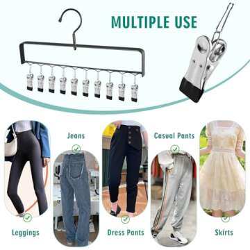 Gumilyo Legging Organizer for Closet, 4 Pack Pant Hangers Space Saving with Clips Holds 40 Pants/Jeans, 360° Swivel Clothes Hanger for Closet Organizers and Storage