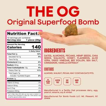 The Bomb Co. Blender Bomb, The OG, Superfood Smoothie Mix with Chia Seeds, Hemp Seeds, Flax Seeds, Sea Salt, & Amino Acids for Gut Health, Gluten Free, High Fiber, 10 Servings