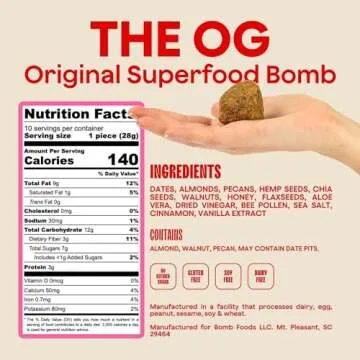 The Bomb Co. Blender Bomb, The OG, Superfood Smoothie Mix with Chia Seeds, Hemp Seeds, Flax Seeds, Sea Salt, & Amino Acids for Gut Health, Gluten Free, High Fiber, 10 Servings