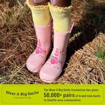 Western Chief Girls' Waterproof Printed Rain Boot with Easy Pull on Handles, Unity Unicorn, 1 Little Kid