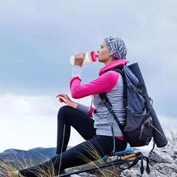 Rolling Sands 20 Ounce Sports Water Bottles 24 Pack, BPA-Free, Made in USA, Dishwasher Safe, Clear Frost Bottles/Purple Lids