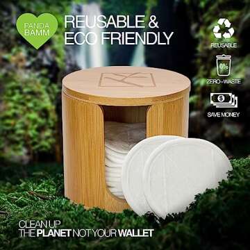 Panda Bamm- Reusable Makeup Remover Pads Multi-pack, 16 pcs - Zero Waste Reusable Cotton Rounds, Bamboo Storage Jar for Reusable Cotton Pads, Eco Friendly Travel Bag, Laundry Bag