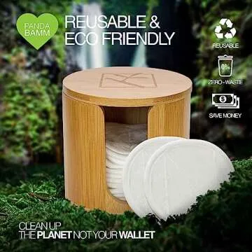 Panda Bamm- Reusable Makeup Remover Pads Multi-pack, 16 pcs - Zero Waste Reusable Cotton Rounds, Bamboo Storage Jar for Reusable Cotton Pads, Eco Friendly Travel Bag, Laundry Bag
