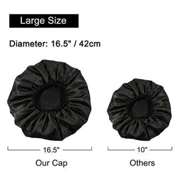 Sleep Cap, Satin Elastic Wide Band Hat Night Sleeping Head Cover for Women Girls(Black)