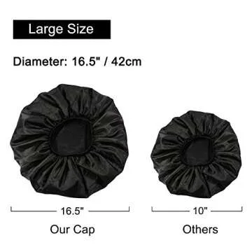 Sleep Cap, Satin Elastic Wide Band Hat Night Sleeping Head Cover for Women Girls(Black)