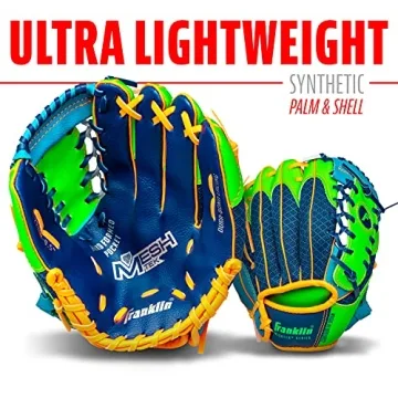 Franklin Sports Meshtek Teeball Glove for Kids - Navy/Lime