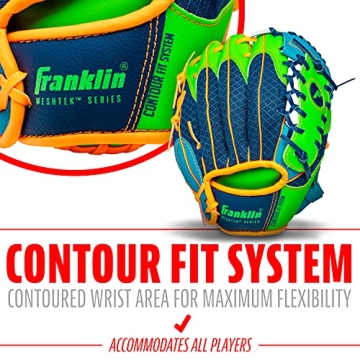 Franklin Sports Meshtek Teeball Glove for Kids - Navy/Lime
