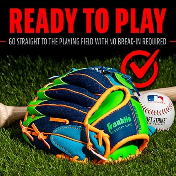 Franklin Sports Meshtek Teeball Glove for Kids - Navy/Lime