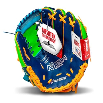 Franklin Sports Meshtek Teeball Glove for Kids - Navy/Lime