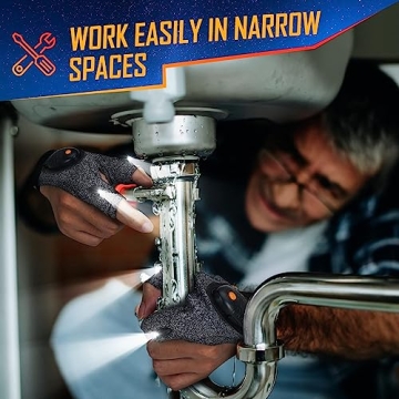 Rechargeable LED Flashlight Waterproof Gloves - 2 Pack Christmas Stocking Stuffer Gifts for Men, Cool Gadgets Hands Free Light Gloves Tool for Men Women Husband Boyfriend Mechanics Night Fishing