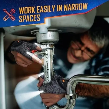 Rechargeable LED Flashlight Waterproof Gloves - 2 Pack Christmas Stocking Stuffer Gifts for Men, Cool Gadgets Hands Free Light Gloves Tool for Men Women Husband Boyfriend Mechanics Night Fishing