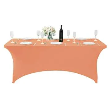 Hezuzo Spandex Table Cover for 6Ft Tables - Peach