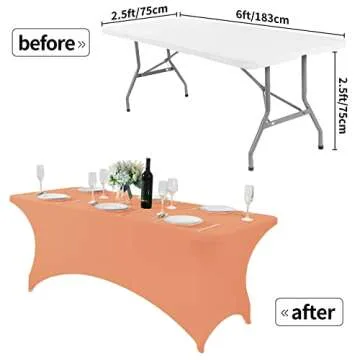 Hezuzo Spandex Table Cover for 6Ft Tables - Peach