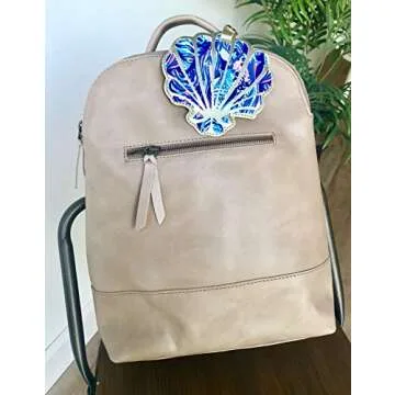 Lilly Pulitzer Seashell Shaped Luggage Tag with Secure Strap, Durable Vegan Leather, Colorful Suitcase Identifier for Travel, Scale Up