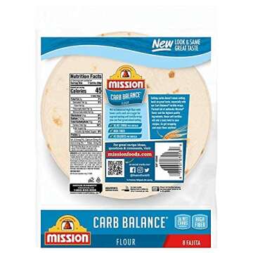 Mission Carb Balance Fajita Tortillas,Low Carb,Keto,8 Ounce (Pack of 2)