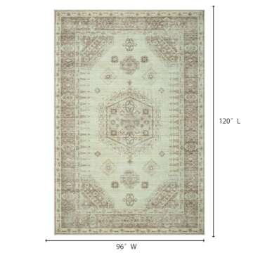8x10 Area Rugs for Living Room: Washable Rug 8x10 Beige Large Rug Indoor Carpet, Vintage Distressed ...
