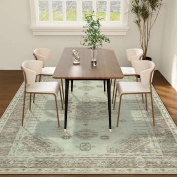 8x10 Area Rugs for Living Room: Washable Rug 8x10 Beige Large Rug Indoor Carpet, Vintage Distressed Rug Soft Non Slip Area Rug for Bedroom Dining Room Nursery Home Office Farmhouse(8 x 10,Beige/Brown)