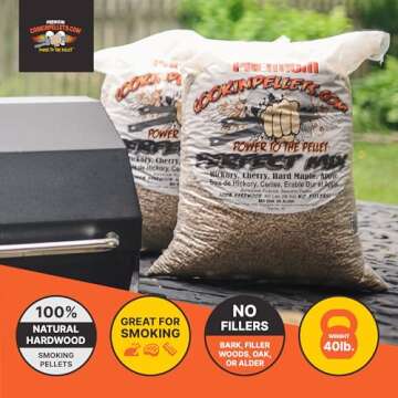 CookinPellets Perfect Mix Natural Hardwood Hickory, Cherry, Hard Maple, and Apple BBQ Grill Wood Pel...